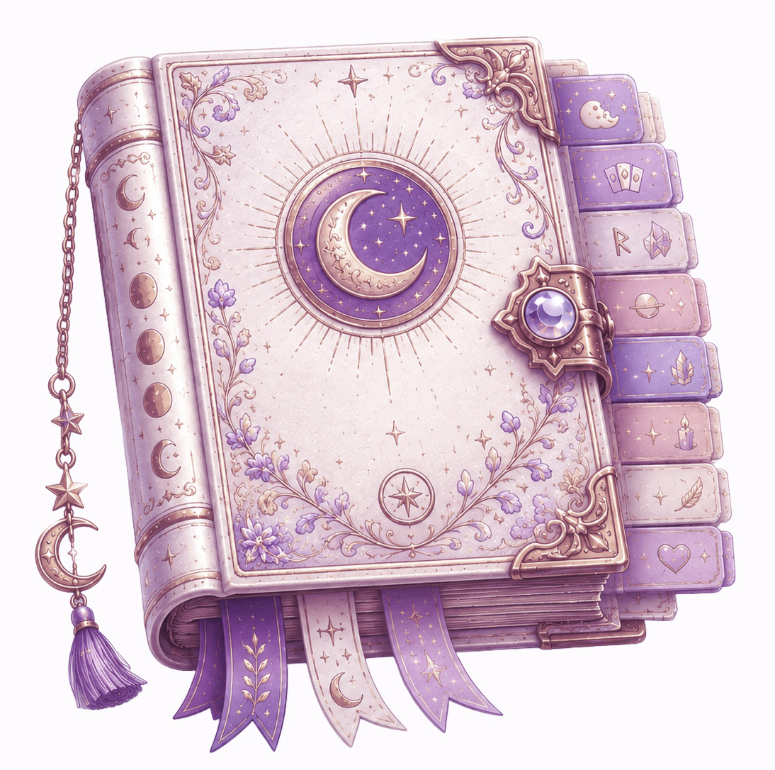 Grimoire violet illustré, symbole du Grimoire Vivant